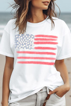 White American Flag Crew Neck Graphic Tee