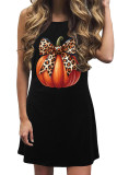 Pumpkin Coquette Halloween Leopard Bow Print Tank Dress