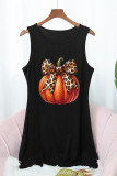 Pumpkin Coquette Halloween Leopard Bow Print Tank Dress