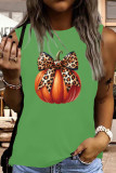 Pumpkin Coquette Halloween Leopard Bow Tank Top