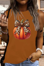 Pumpkin Coquette Halloween Leopard Bow Tank Top