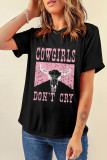 Black COWGIRL Dont Cry Steer Head Print Crewneck Graphic Tee