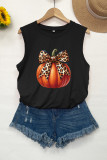 Pumpkin Coquette Halloween Leopard Bow Tank Top