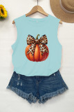 Pumpkin Coquette Halloween Leopard Bow Tank Top