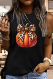 Pumpkin Coquette Halloween Leopard Bow Tank Top