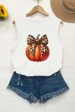 Pumpkin Coquette Halloween Leopard Bow Tank Top