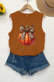 Pumpkin Coquette Halloween Leopard Bow Tank Top