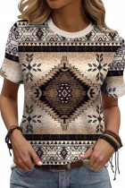 Aztec Print Short Sleeves Top 