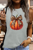 Pumpkin Coquette Halloween Leopard Bow Tank Top