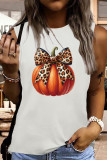 Pumpkin Coquette Halloween Leopard Bow Tank Top