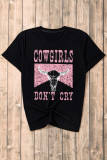 Black COWGIRL Dont Cry Steer Head Print Crewneck Graphic Tee