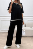 Plain Knitting 2PCS Pants Set 