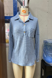Turndown Collar Pocket Waffle Top 