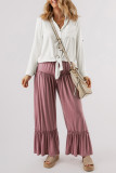 White Roll up Sleeve Knotted Casual Shirt