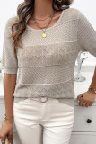 Eyelet Knitting SHort Sleeves Sweater 