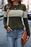 Colorblock Splicing Long Sleeves Top 
