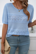 Eyelet Knitting SHort Sleeves Sweater 