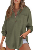 Turndown Collar Pocket Waffle Top 