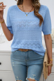 Eyelet Knitting SHort Sleeves Sweater 