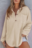 Turndown Collar Pocket Waffle Top 