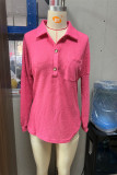 Turndown Collar Pocket Waffle Top 
