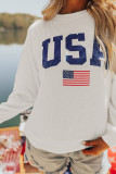 White USA Flag Corded Graphic Sweatshirt
