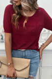 Eyelet Knitting SHort Sleeves Sweater 