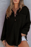 Turndown Collar Pocket Waffle Top 