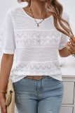 Eyelet Knitting SHort Sleeves Sweater 