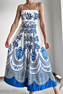 Blue Floral Spaghetti Dress 