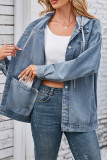 Hooded Denim Jacket with Pockets