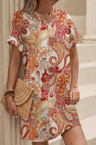 Paisley Print V Neck Dress 