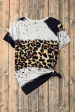 Leopard Bowknot Graphic Crewneck Casual T Shirt