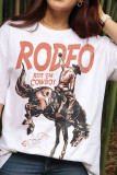 White RODEO Cowboy Graphic Crewneck T Shirt