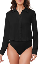 Plain Button Up One Piece Bodysuit 