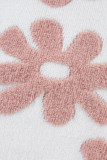 White Textured Flower Drop Shoulder Loose Sweater