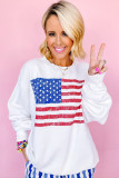 White American Flag Graphic Drop Shoulder Loose Sweatshirt