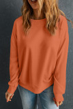 Orange Solid Classic Crewneck Pullover Sweatshirt