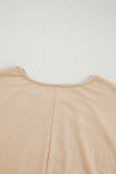 Apricot Plain Pleated Shirred Cuff Half Sleeve Top