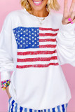 White American Flag Graphic Drop Shoulder Loose Sweatshirt