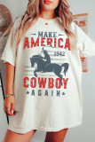 White AMERICA COWBOY Graphic Western Fashion Tunic T Shirt