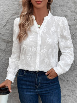 White Lace Jacquard Shirt 