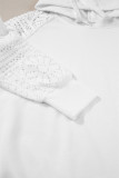 White Lace Patchwork Sleeve Drawstring Hoodie