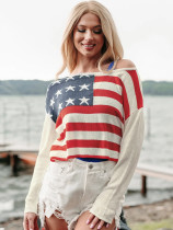 US Flag Pattern Knitting Top