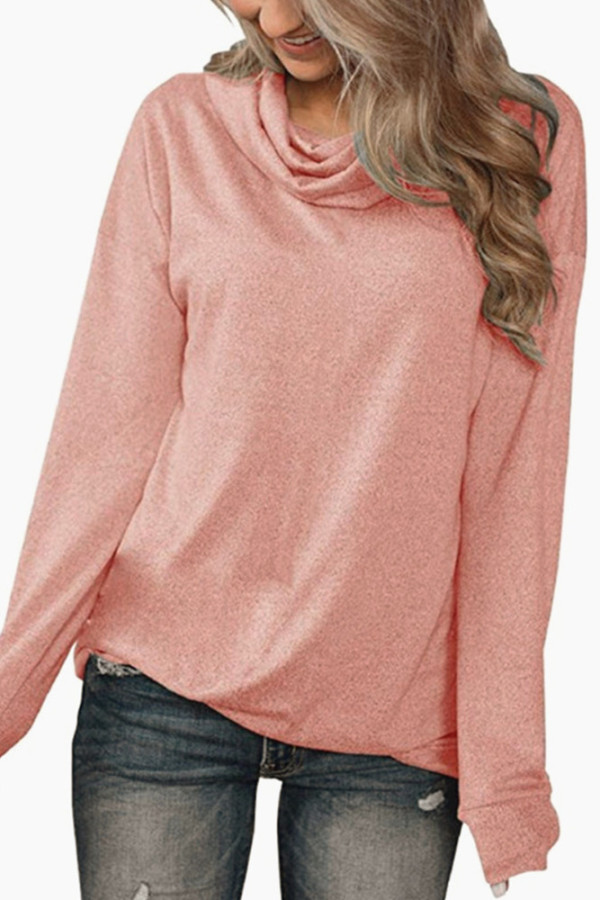 Funnel Neck Plain Sweatshirt 