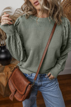 Medium Grey Textured Patchwork Round Neck Sweatshirt