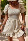 Square Neck Smocked One Piece Romper 