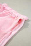 Light Pink Waffle Knit Oversize Tee and Shorts Set