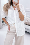 White Broidered Anglaise Crinkle Loose Shirt
