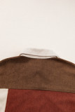 Cinnamon Colorblock Curved Hem Corduroy Shacket with Pocket